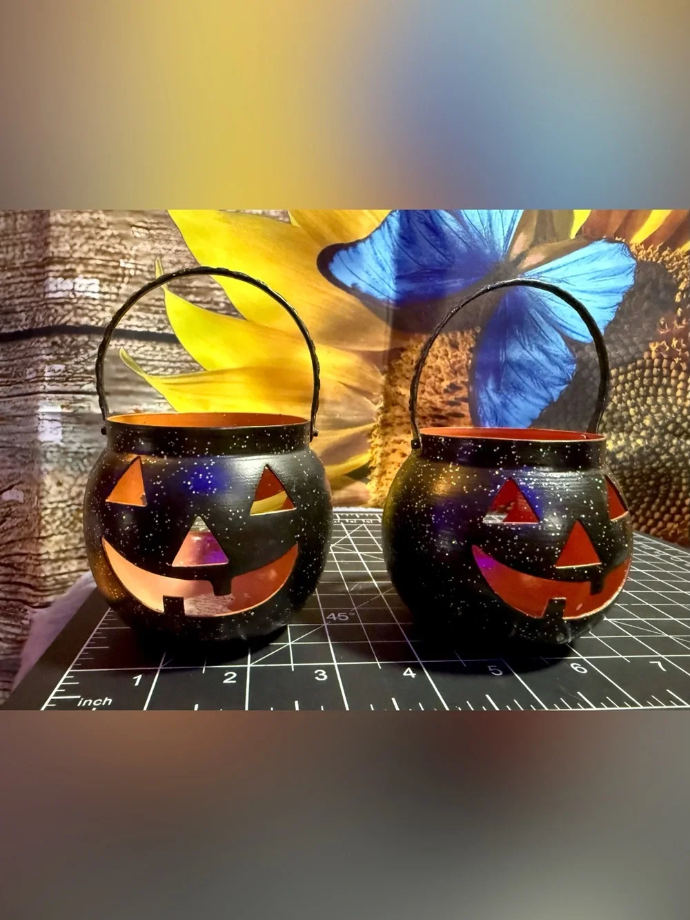 Vintage Hosley Metal Pumpkin Tea Light Holders - Halloween Decor🎃